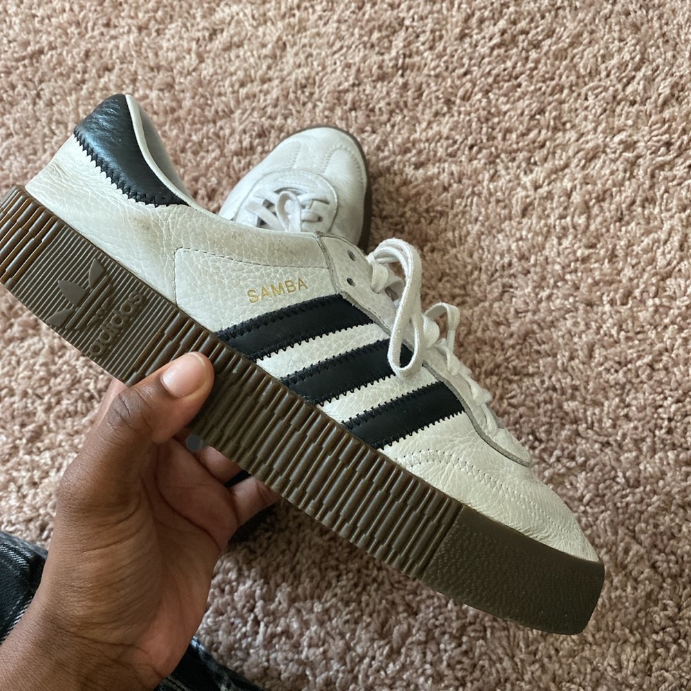 White adidas sambarose sneakers